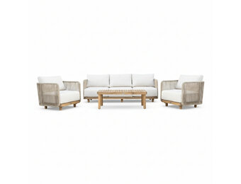 Sienna stoel-bank loungeset 5 personen incl. tafel | touw + aluminium | zand | 5-delig
