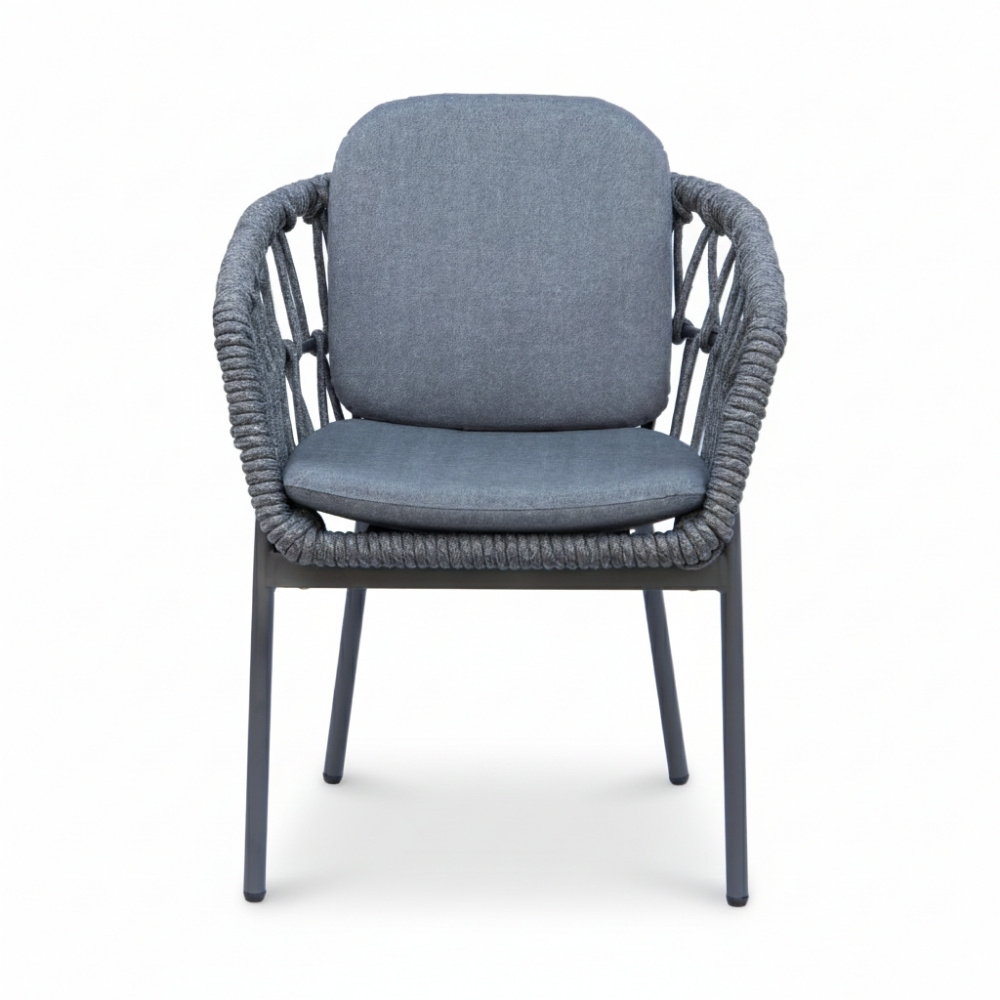 Femke dining tuinstoel | touw + aluminium | antraciet