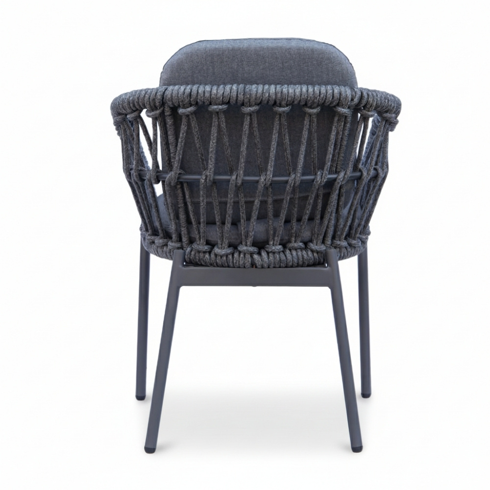 Femke dining tuinstoel | touw + aluminium | antraciet