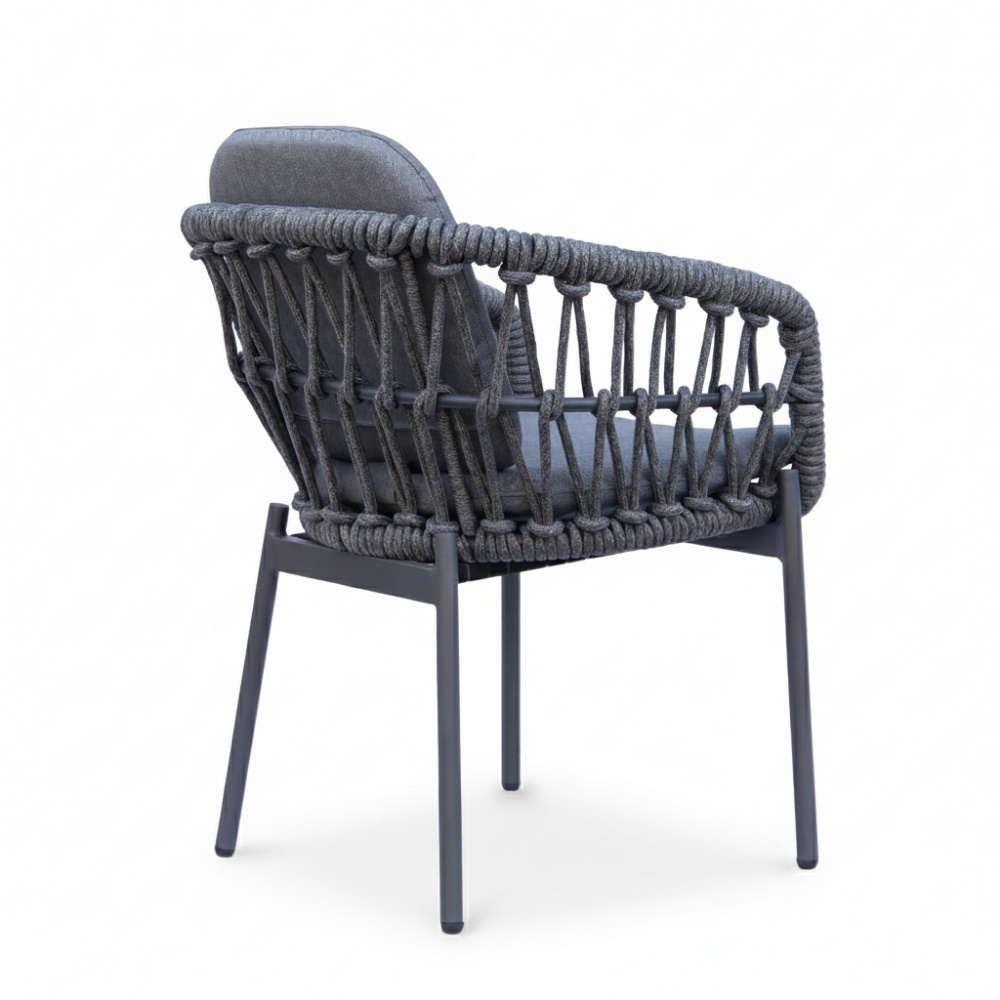 Femke dining tuinstoel | touw + aluminium | antraciet