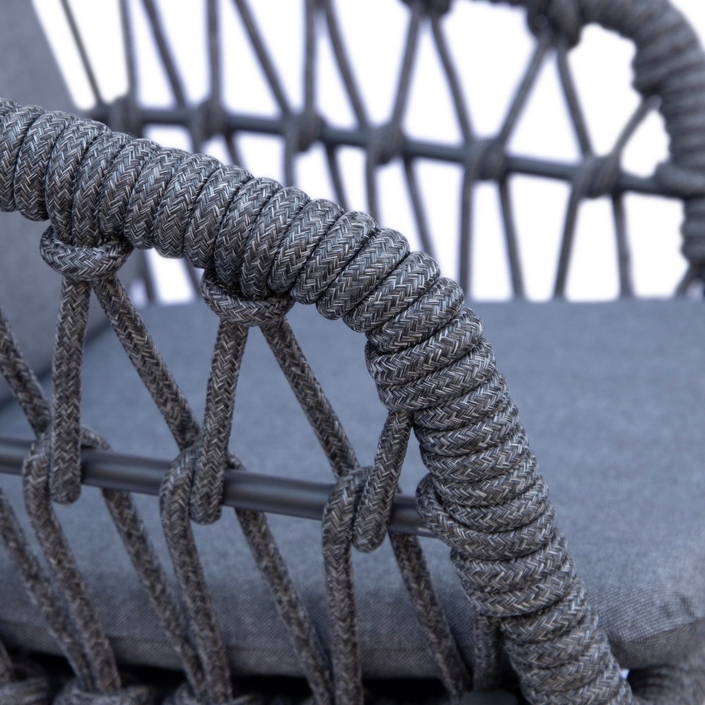 Femke dining tuinstoel | touw + aluminium | antraciet