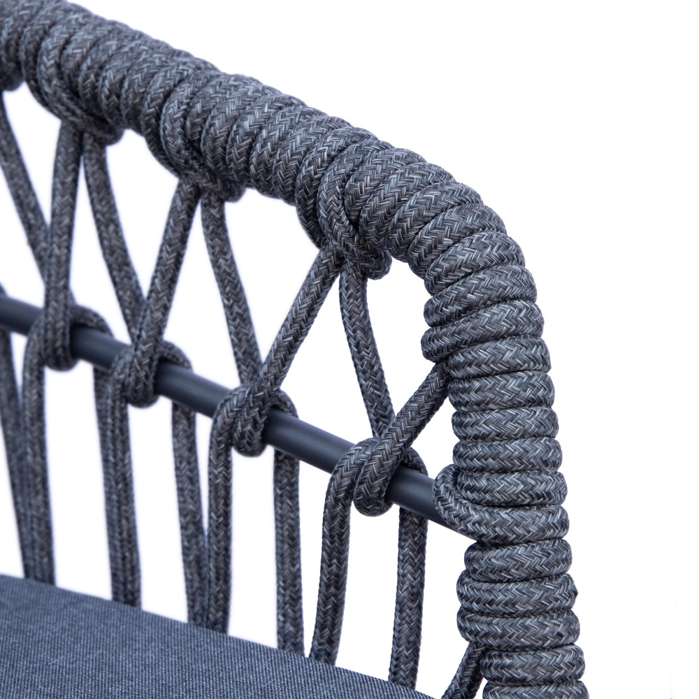 Femke dining tuinstoel | touw + aluminium | antraciet