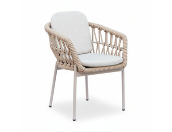 Femke dining tuinstoel | touw + aluminium | beige