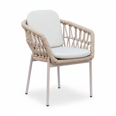 Femke dining tuinstoel | touw + aluminium | beige