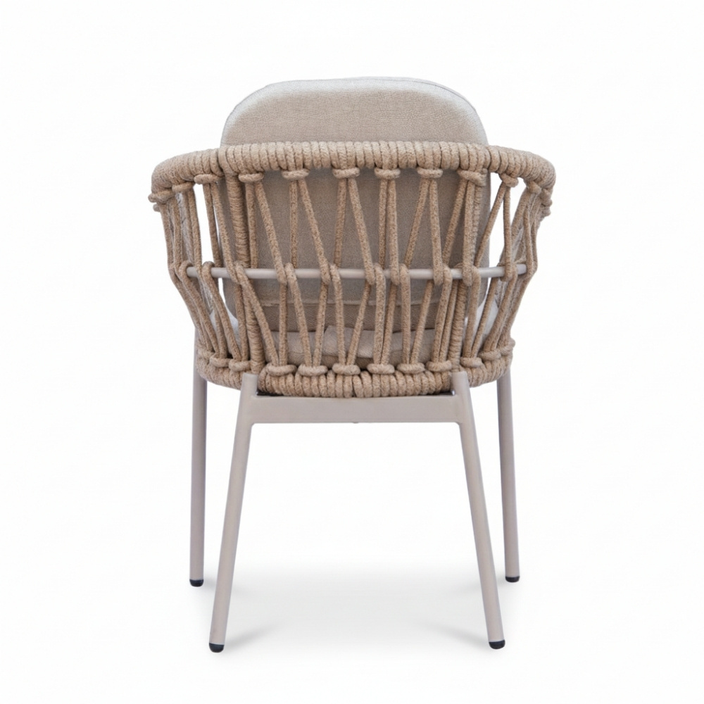Femke dining tuinstoel | touw + aluminium | beige