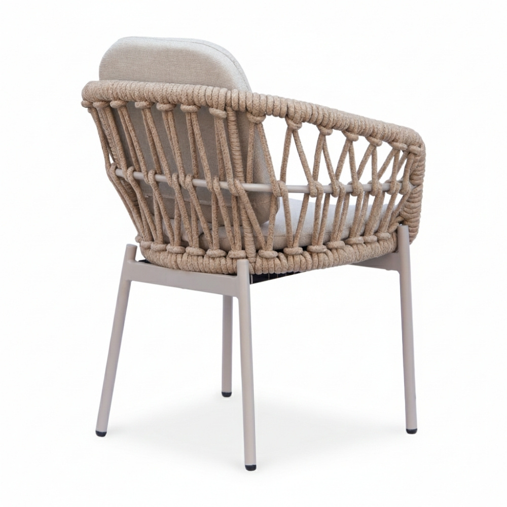 Femke dining tuinstoel | touw + aluminium | beige