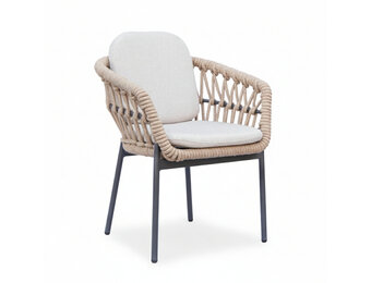 Femke dining tuinstoel | touw + aluminium | beige/antraciet