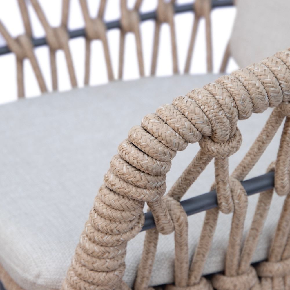 Femke dining tuinstoel | touw + aluminium | beige/antraciet