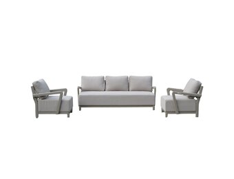 Amalfi stoel-bank loungeset 5 personen | aluminium + polywood | beige | 3-delig