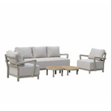 Amalfi stoel-bank loungeset 5 personen incl. tafels | aluminium + polywood | beige | 5-delig