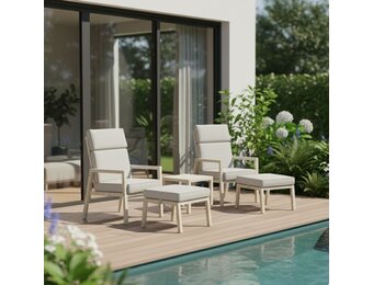 Oregon lounge balkonset - verstelbaar 2 personen | aluminium | beige | 5-delig