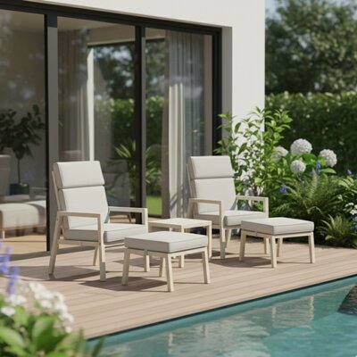 Oregon lounge balkonset - verstelbaar 2 personen | aluminium | beige | 5-delig