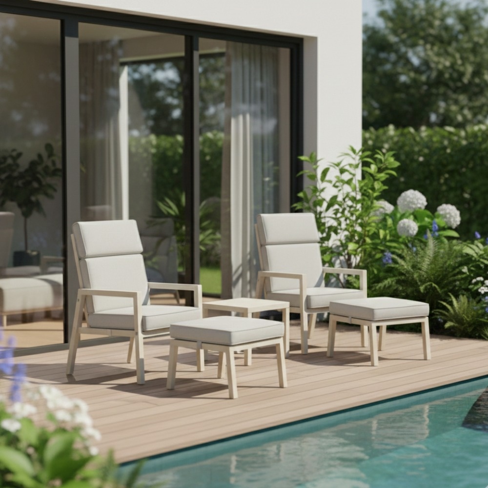 Oregon lounge balkonset - verstelbaar 2 personen | aluminium | beige | 5-delig