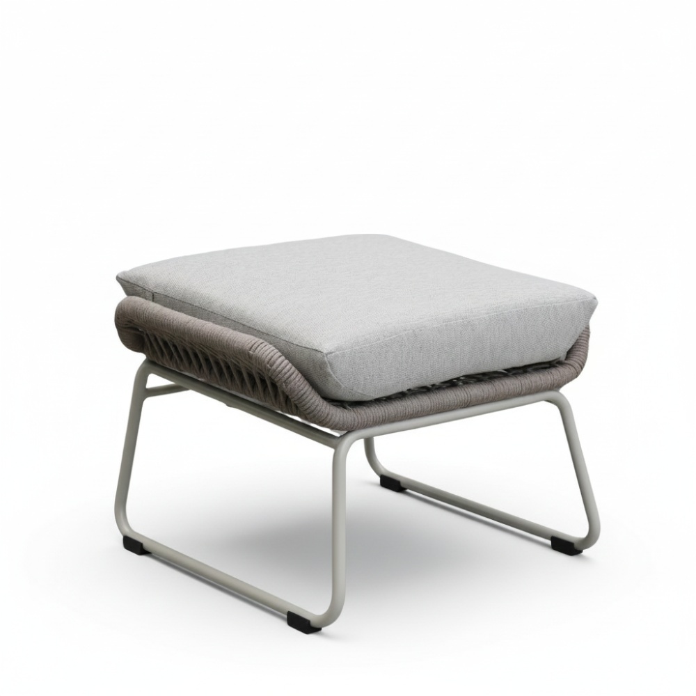 Valencia voetenbank | touw + aluminium | Almond Beige