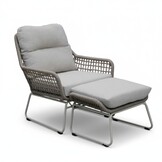 Valencia loungestoel incl. voetenbank | touw + aluminium | Almond Beige