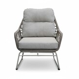 Valencia loungestoel incl. voetenbank | touw + aluminium | Almond Beige