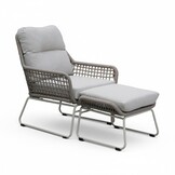 Valencia loungestoel incl. voetenbank | touw + aluminium | Almond Beige