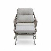 Valencia loungestoel incl. voetenbank | touw + aluminium | Almond Beige