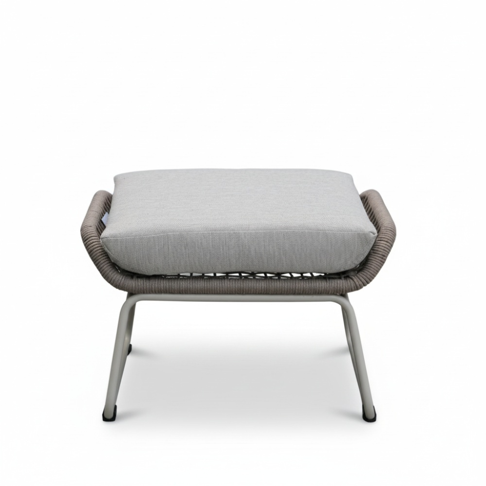 Valencia loungestoel incl. voetenbank | touw + aluminium | Almond Beige