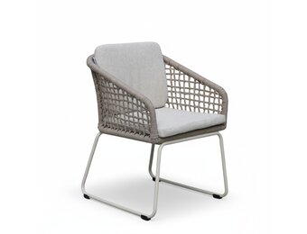 Tulum dining tuinstoel | touw + aluminium | Almond Beige