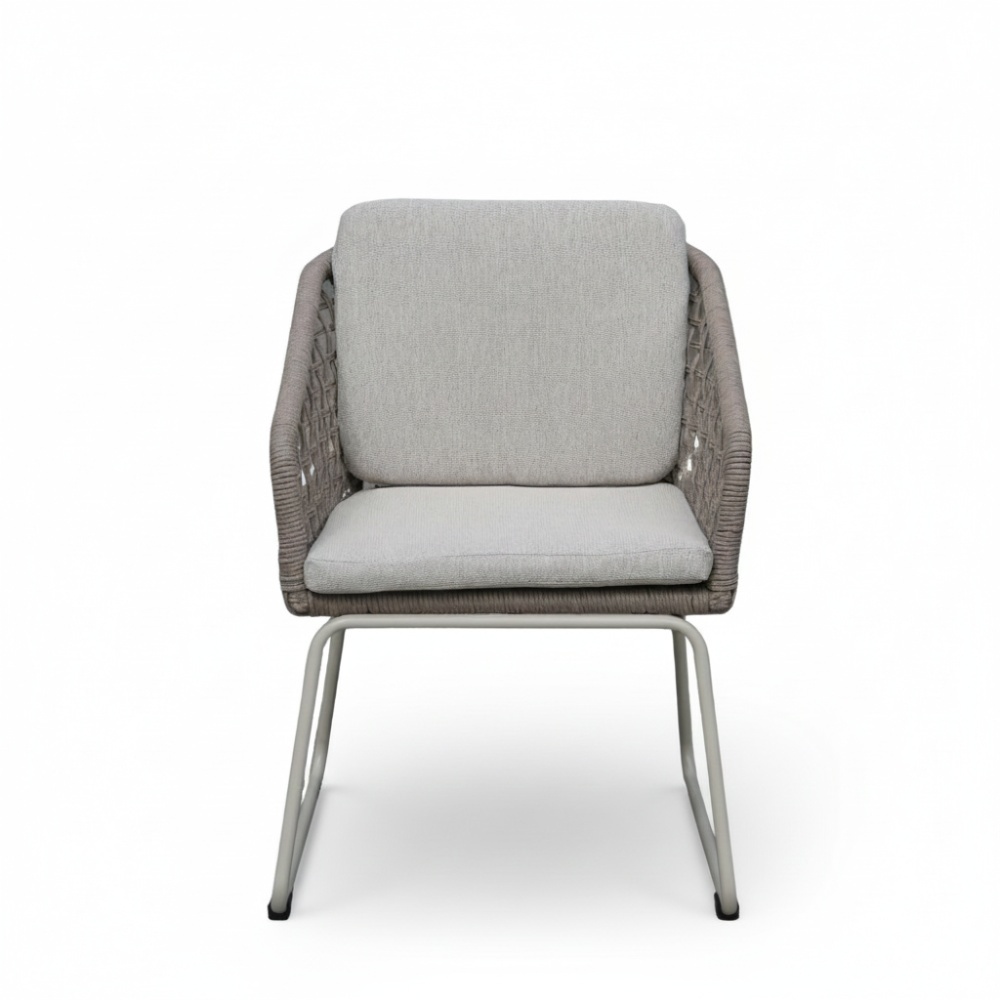 Tulum dining tuinstoel | touw + aluminium | Almond Beige