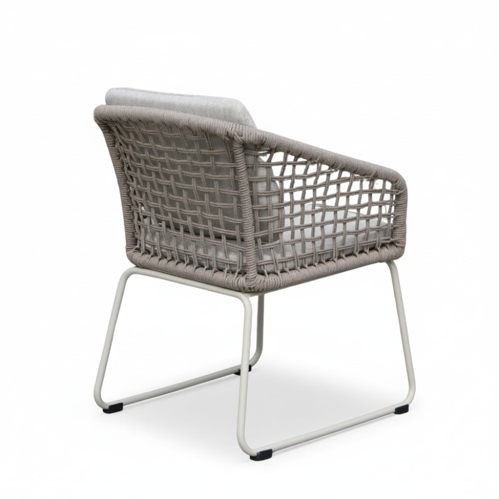 Tulum dining tuinstoel | touw + aluminium | Almond Beige