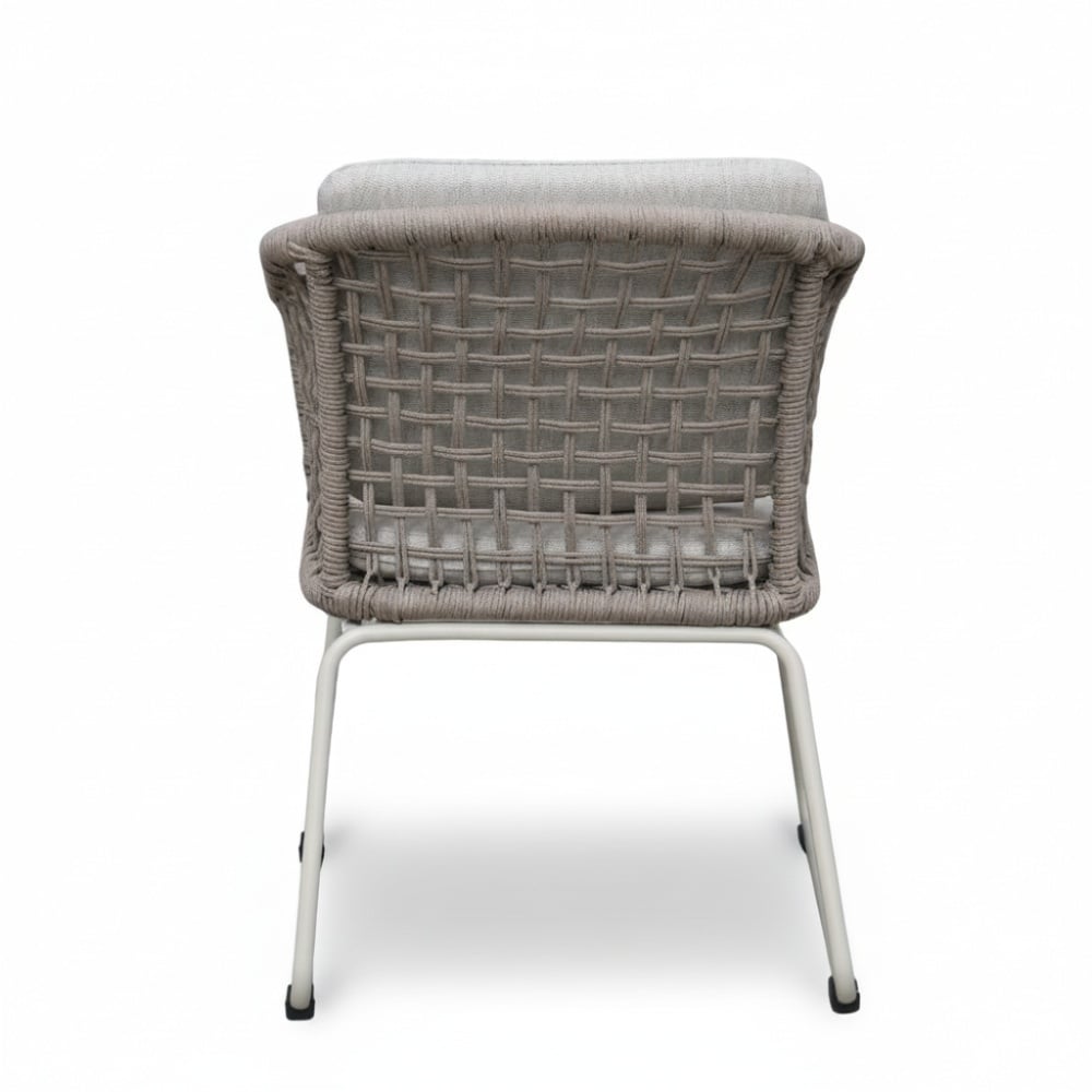 Tulum dining tuinstoel | touw + aluminium | Almond Beige