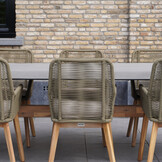 Padua dining tuinstoel | touw + hardhout | olijfgroen