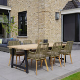 Padua dining tuinstoel | touw + hardhout | olijfgroen