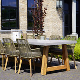 Padua dining tuinstoel | touw + hardhout | olijfgroen