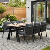 Oslo Natural/Calgary antraciet dining tuinset | 6 personen | polywood + touw | 220cm