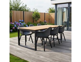 Helsinki Natural/Montreux dining tuinset | 6 personen | polywood + kunststof | 210cm