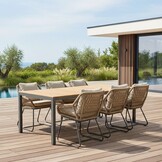 Delta/Portofino Sahara Dust dining tuinset | 6 personen | teakhout + touw | 220cm