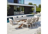 Livorno/Dakota beige/wit dining tuinset | 8 personen | betonlook + touw | 280cm ovaal