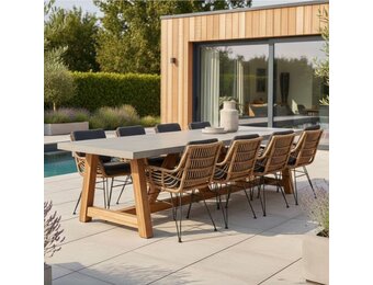 Veltis/Carlos antraciet dining tuinset | 8 personen | betonlook | 300cm