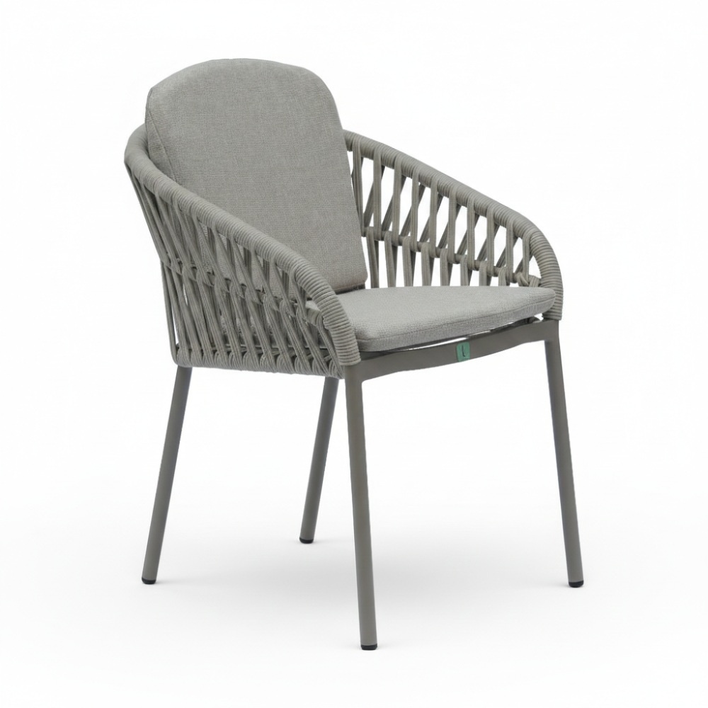 Mykonos dining tuinstoel | touw + aluminium | beige