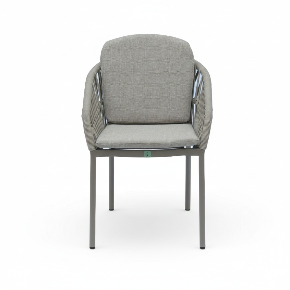 Mykonos dining tuinstoel | touw + aluminium | beige