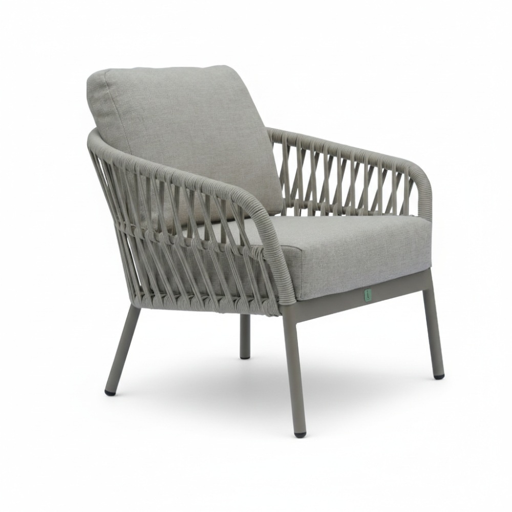 Mykonos stoel-bank loungeset 5 personen | aluminium + touw | beige | 3-delig