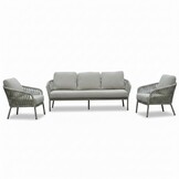Mykonos stoel-bank loungeset 5 personen | aluminium + touw | beige | 3-delig
