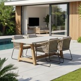 Monaco/Tulum Sahara Dust dining tuinset | 4 personen | wit marmer | 200cm