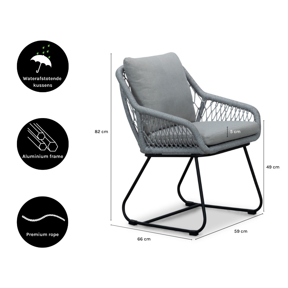 Monaco/Portofino grijs dining tuinset | 4 personen | wit marmer | 200cm