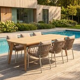 Rixos/Dakota beige/wit dining tuinset | 6 personen | hardhout + touw | 220cm