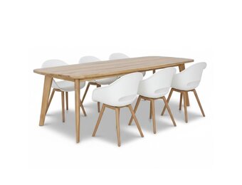 Rixos/Karlstad wit dining tuinset | 6 personen | hardhout + kunststof | 220cm