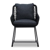 Rixos/Portofino zwart dining tuinset | 6 personen | hardhout + touw | 220cm