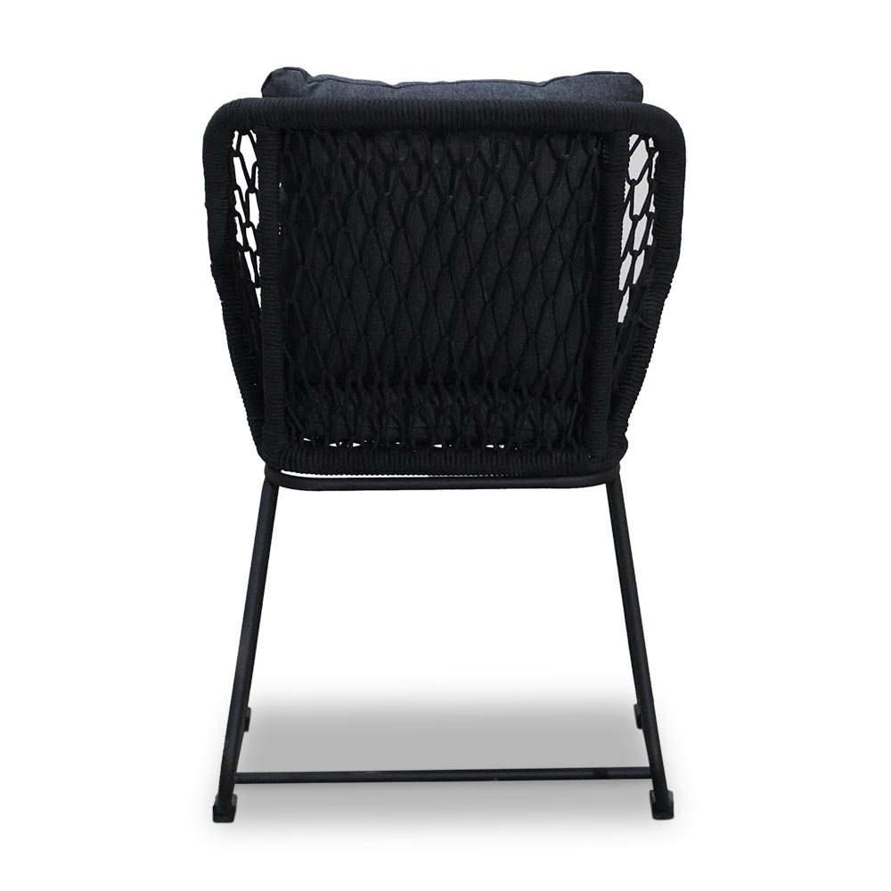 Rixos/Portofino zwart dining tuinset | 6 personen | hardhout + touw | 220cm