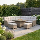 Arizona dining loungeset 7 personen | wicker + aluminium | Royal Sand | 6-delig - 245x245cm