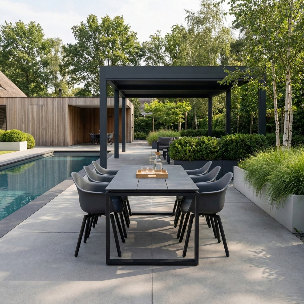 Helsinki Grey/Montreux dining tuinset | 6 personen | polywood + kunststof | 210cm
