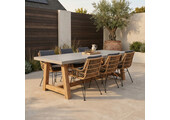 Veltis/Carlos antraciet dining tuinset | 6 personen | betonlook + wicker | 250cm