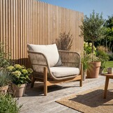 Braga loungestoel tuin | touw + hardhout | zand