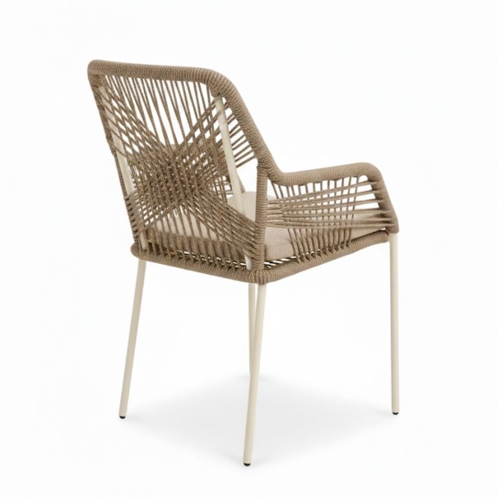 Seville dining tuinstoel | touw + staal | beige